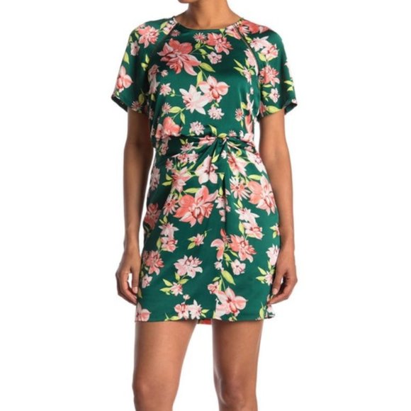 KENSIE Silky Painted Graffiti Roses Magenta Dress 12 NWT - Picture 11 of 12